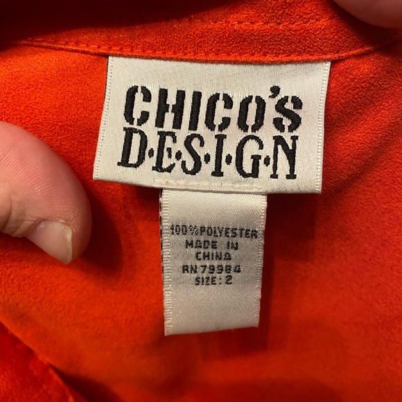 Large Vintage Orange Faux Leather Button Down - Picture 5 of 6